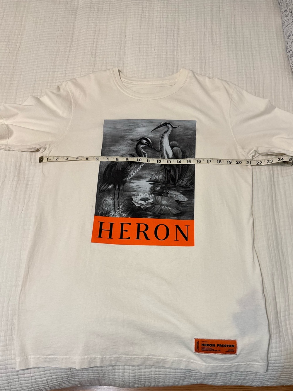 Heron Preston Cream Tee with Orange Label - Picture 6 of 6